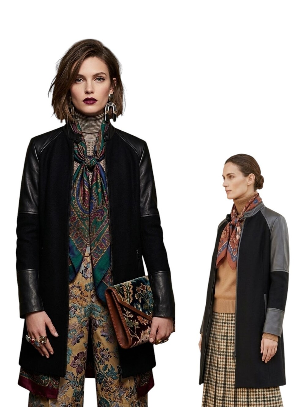 Danier Wool Zipper Knee Length Coat Leather Inserts L